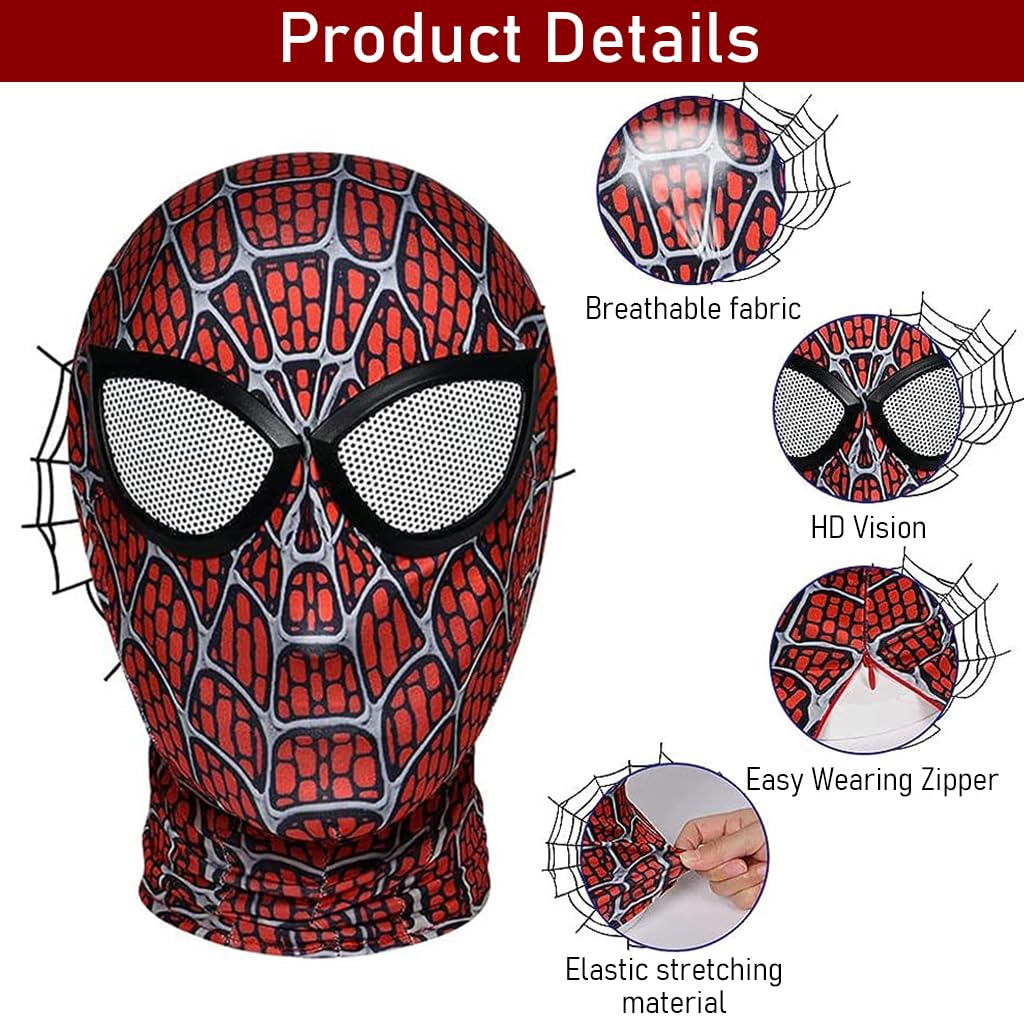 FANCYKU 3D Spider-Man Mask, Spiderman Masks Spider Man Cosplay Costumes Superhero Lenses, Superhero Costume Mask for Adult Kids, Role Play Superhero Masks for Halloween Masquerade Cosplay (Dark Red) FANCYKU 3D Spider-Man Mask, Spiderman Masks Spider Man Cosplay Costumes Superhero Lenses, Superhero Costume Mask for Adult Kids, Role Play Superhero Masks for Halloween Masquerade Cosplay (Dark Red)